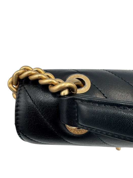 Chanel Black Chevron Stitched Chain Top Handle Bag