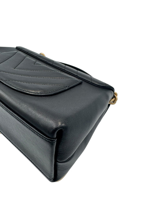 Chanel Black Chevron Stitched Chain Top Handle Bag