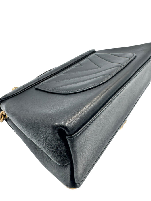 Chanel Black Chevron Stitched Chain Top Handle Bag