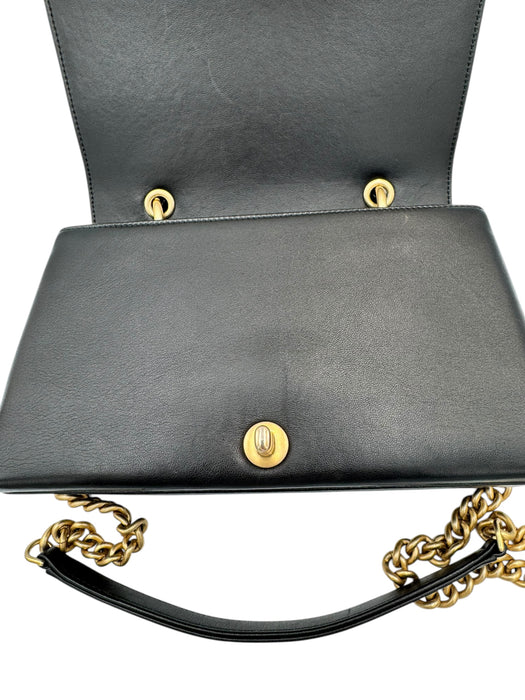 Chanel Black Chevron Stitched Chain Top Handle Bag