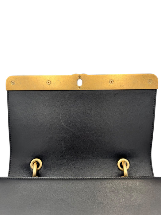 Chanel Black Chevron Stitched Chain Top Handle Bag