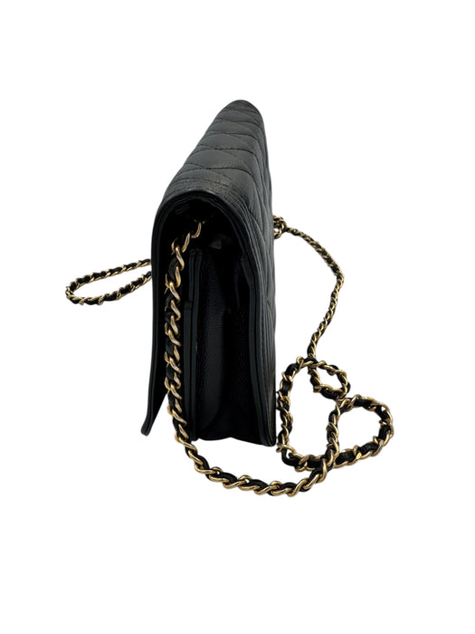 Chanel Boy WOC Black Caviar Leather Wallet on Chain Crossbody Bag