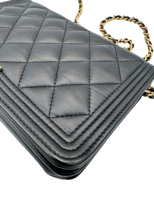 Chanel Boy WOC Black Caviar Leather Wallet on Chain Crossbody Bag