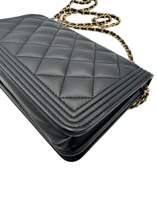 Chanel Boy WOC Black Caviar Leather Wallet on Chain Crossbody Bag