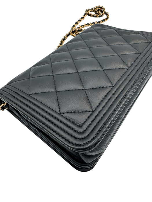 Chanel Boy WOC Black Caviar Leather Wallet on Chain Crossbody Bag