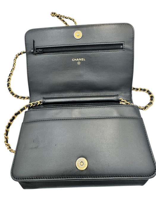 Chanel Boy WOC Black Caviar Leather Wallet on Chain Crossbody Bag