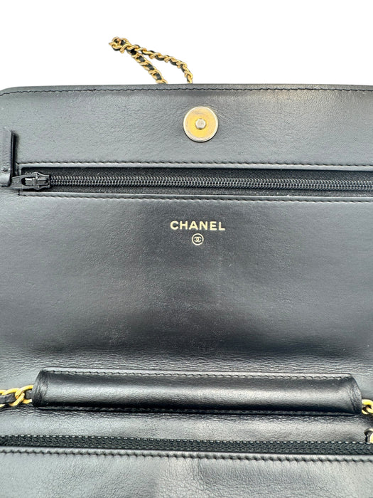 Chanel Boy WOC Black Caviar Leather Wallet on Chain Crossbody Bag