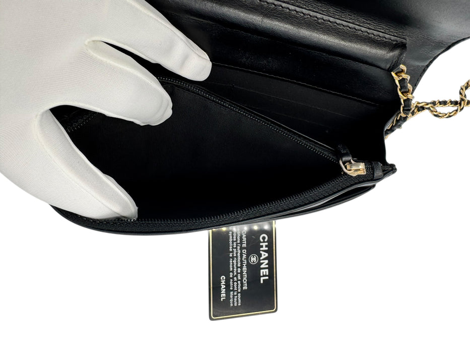Chanel Boy WOC Black Caviar Leather Wallet on Chain Crossbody Bag