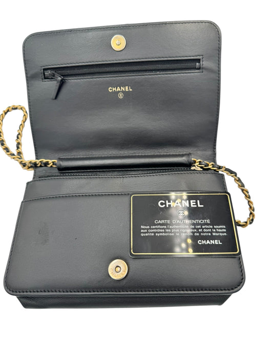 Chanel Boy WOC Black Caviar Leather Wallet on Chain Crossbody Bag