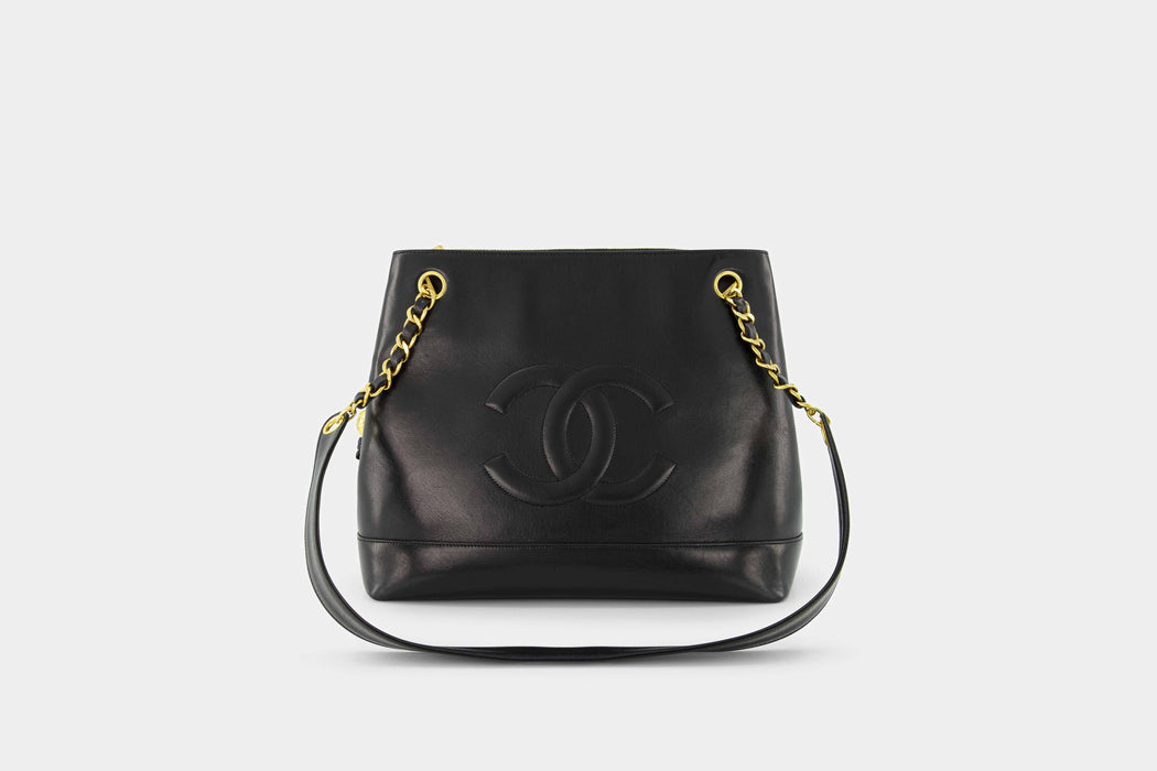 Chanel CC Timeless Lambskin Leather Chain Tote - Black