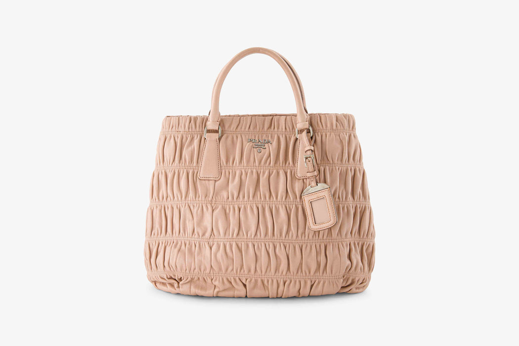 Prada Nappa Gaufre Leather Two-Way Tote - Nude / Pale Pink