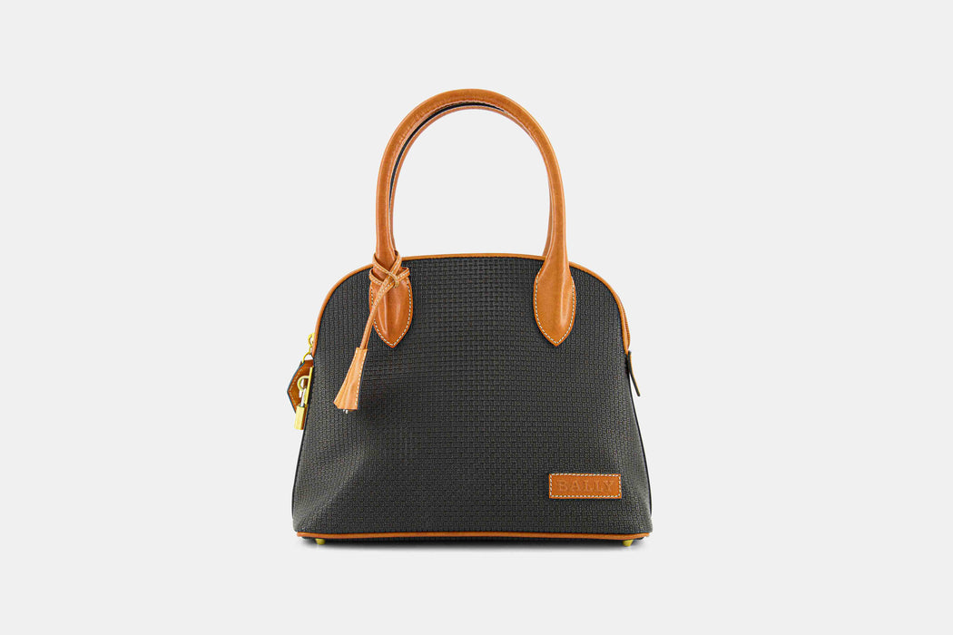 Bally Leather Canvas Handbag - Black