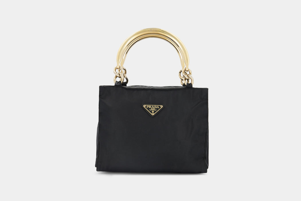 Prada Tessuto Metallo tote bag- Black