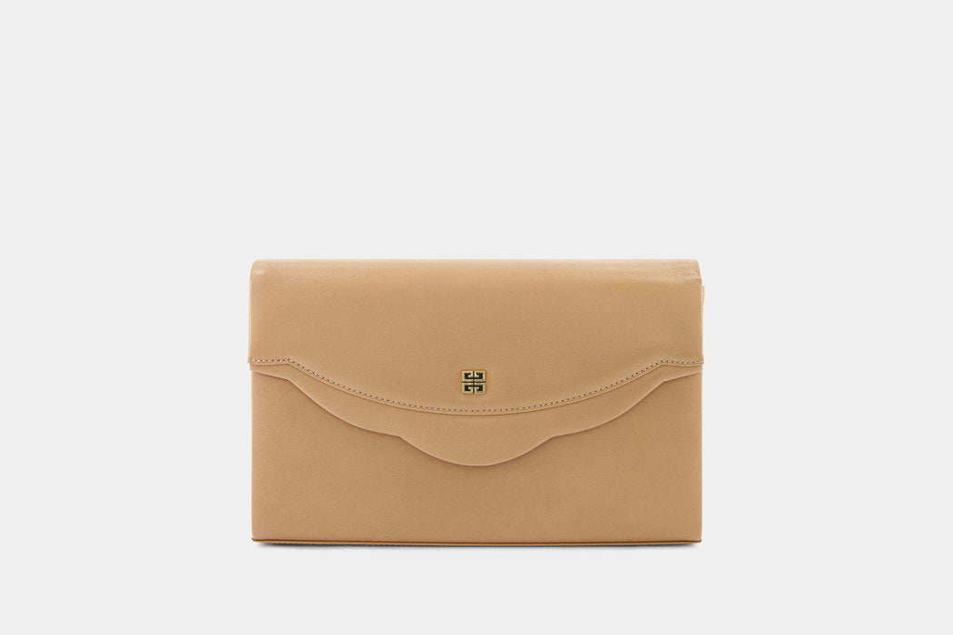 Givenchy Leather Scalloped Shoulder Bag - Beige