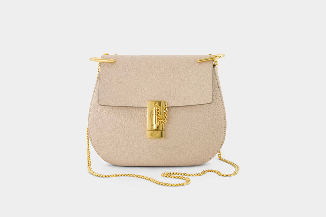 Chloe Drew Leather Chain Bag - Beige