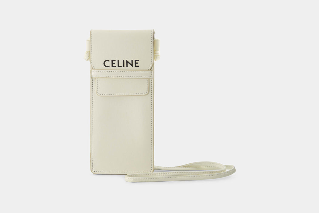 Celine Leather Sling Pouch - White
