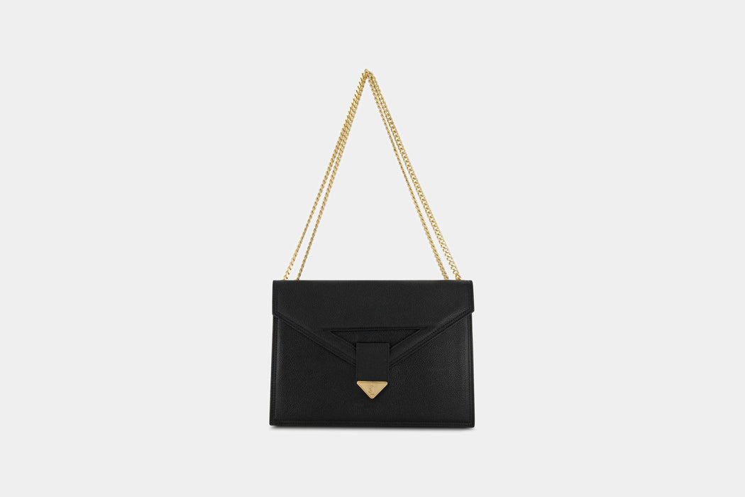 Saint Laurent Leather Chain Envelope Shoulder Bag - Black