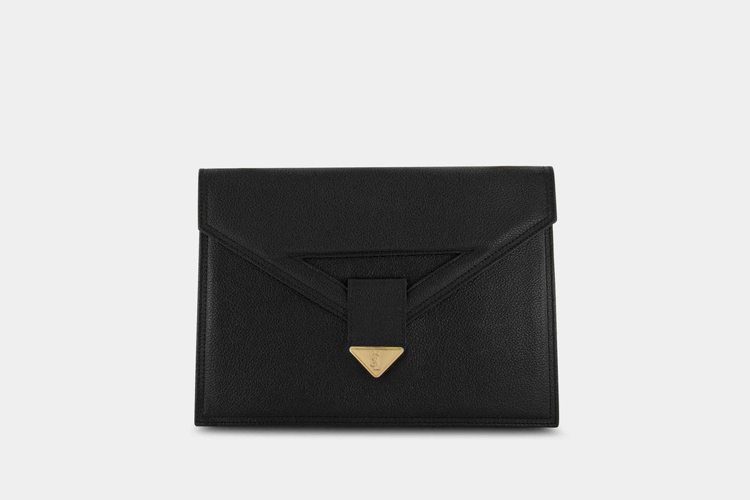Saint Laurent Leather Chain Envelope Shoulder Bag - Black