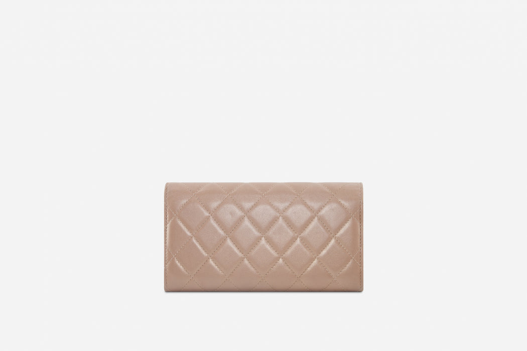 Chanel Long flap CC quilted metallic brown wallet