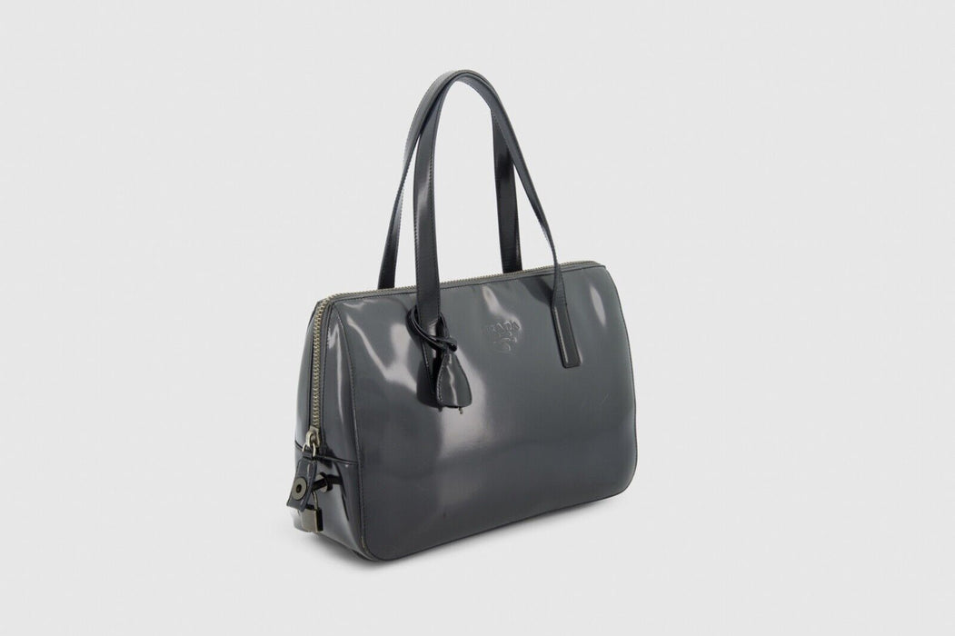 Prada Milano Patent Leather Bowling Bag - Black