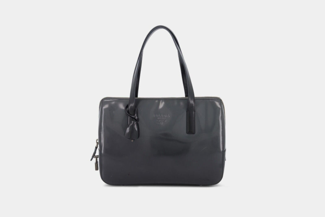 Prada Milano Patent Leather Bowling Bag - Black