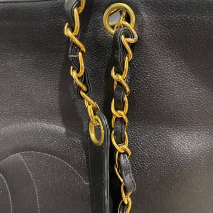 Chanel CC timeless vintage caviar tote black bag