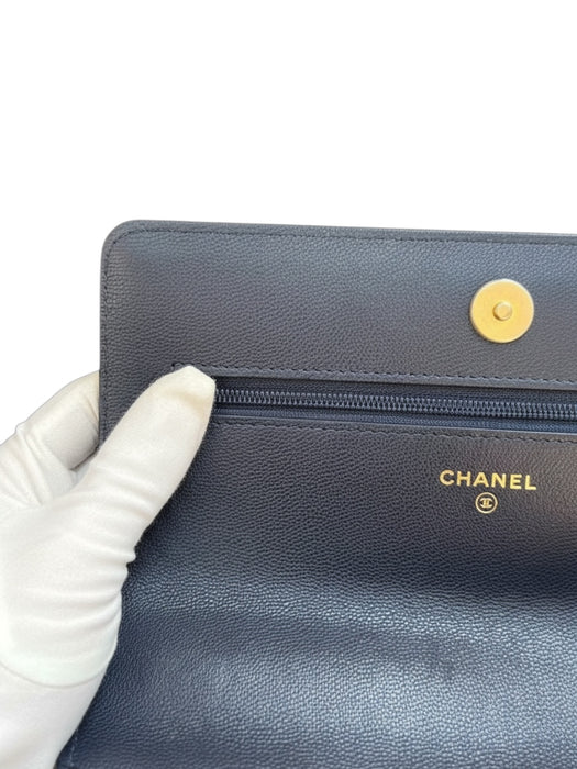 Chanel 19 Wallet on Chain WOC Navy Quilted Leather Crossbody Bag