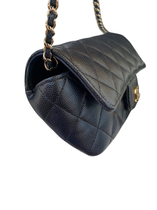 Chanel Sunglasses Black Caviar Leather Crossbody Bag