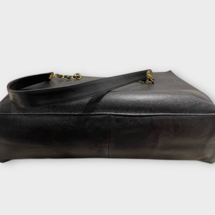 Chanel CC timeless vintage caviar tote black bag