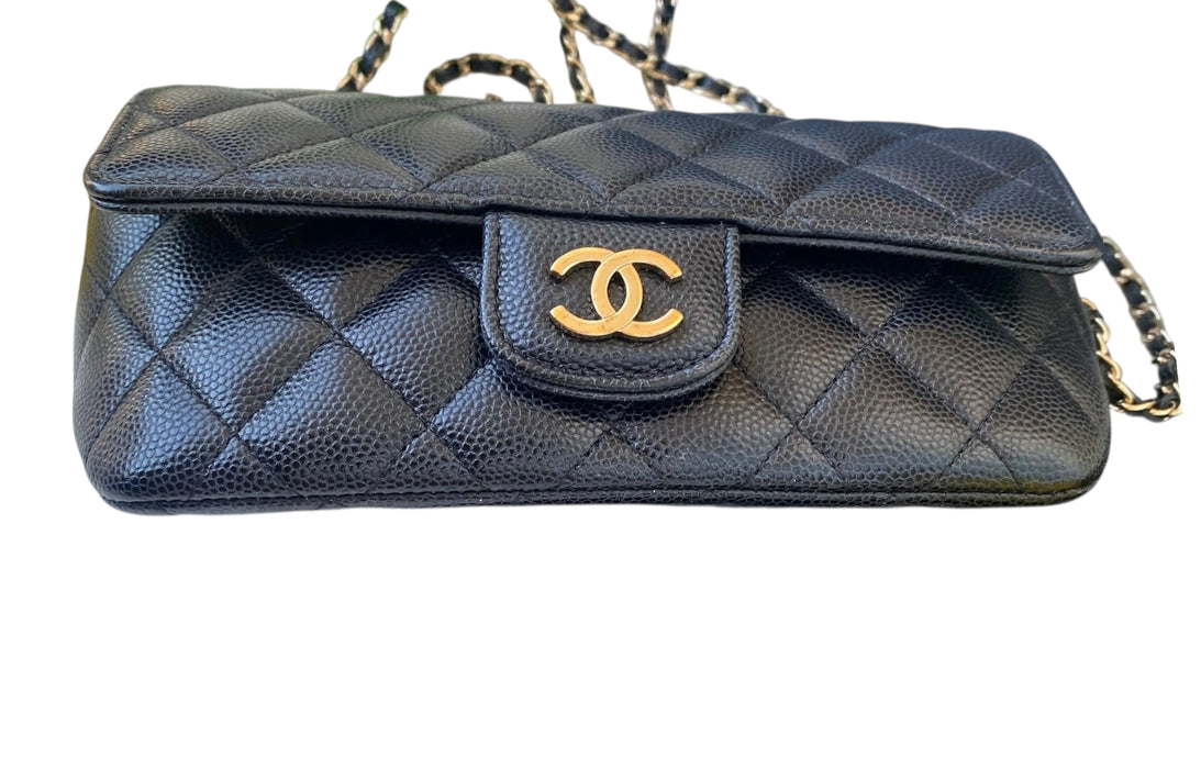 Chanel Sunglasses Black Caviar Leather Crossbody Bag