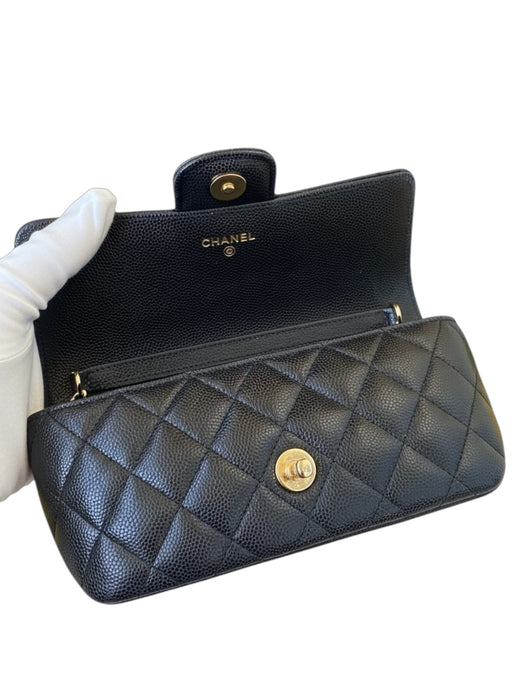 Chanel Sunglasses Black Caviar Leather Crossbody Bag