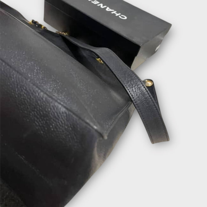 Chanel CC timeless vintage caviar tote black bag