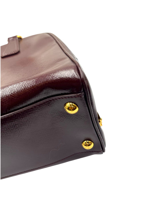 Prada Saffiano Vernice Pyramid Frame Bag- Burgundy