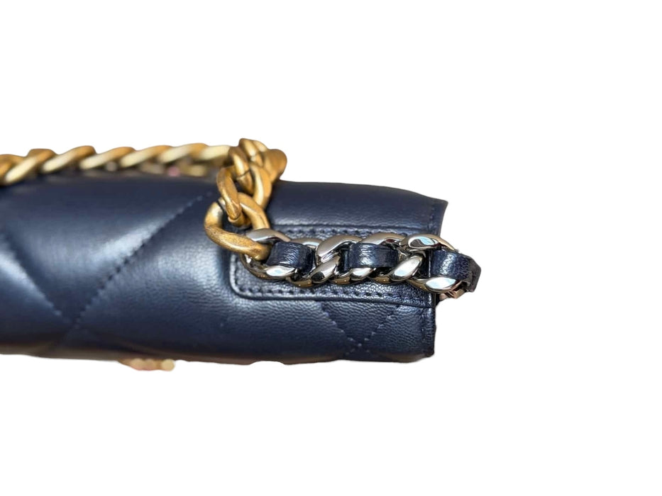 Chanel 19 Wallet on Chain WOC Navy Quilted Leather Crossbody Bag