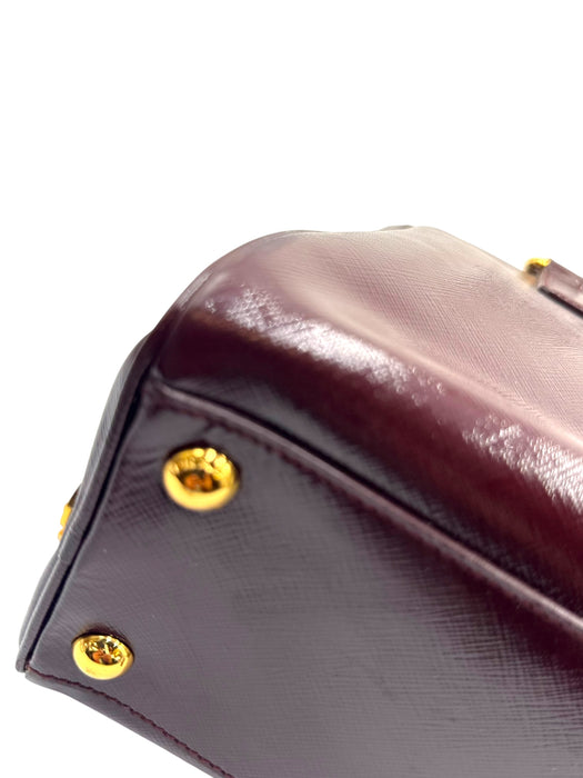 Prada Saffiano Vernice Pyramid Frame Bag- Burgundy