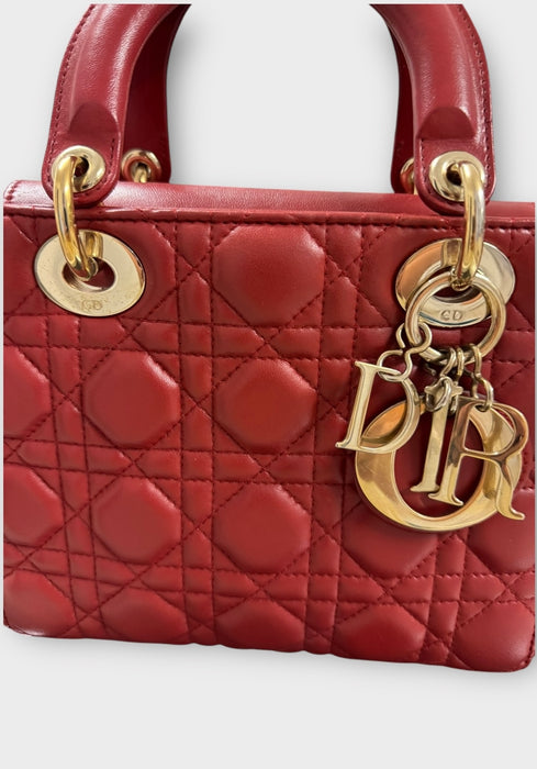 Christian Dior Lady Dior bag small- red