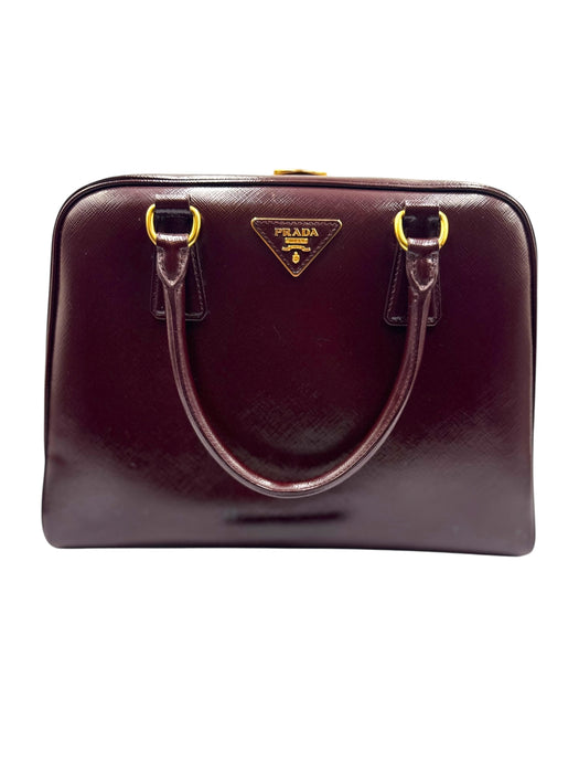 Prada Saffiano Vernice Pyramid Frame Bag- Burgundy