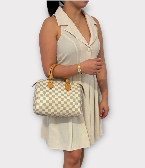 Louis Vuitton Damier Azur Speedy - White
