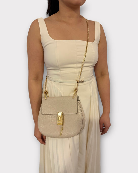 Chloe Drew Leather Chain Bag - Beige