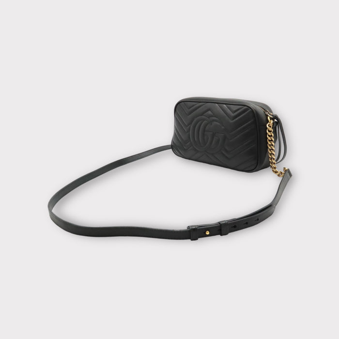 Gucci GG Marmont Two-Way Leather Camera Bag - Black