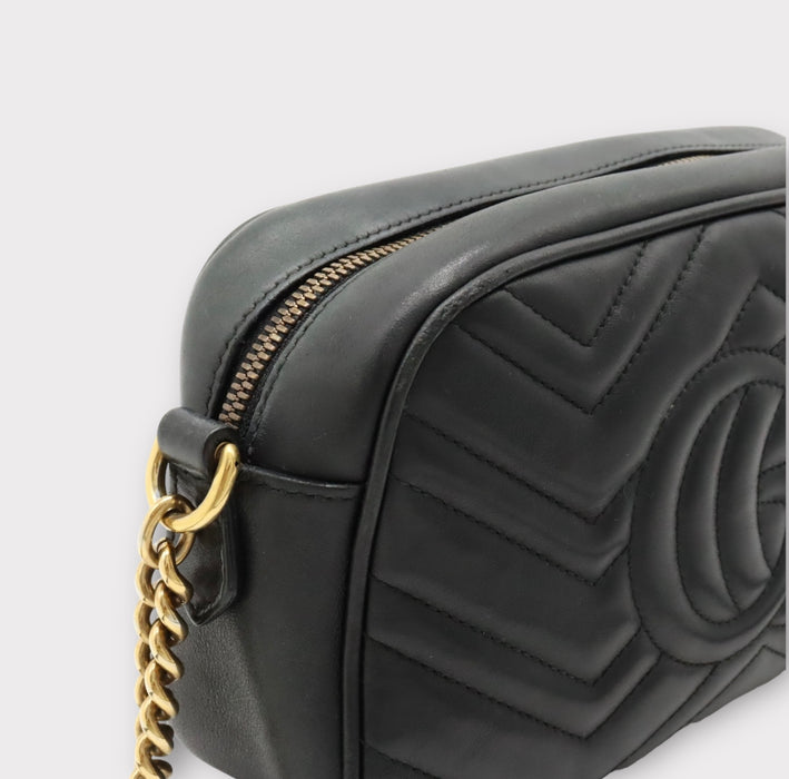 Gucci GG Marmont Two-Way Leather Camera Bag - Black