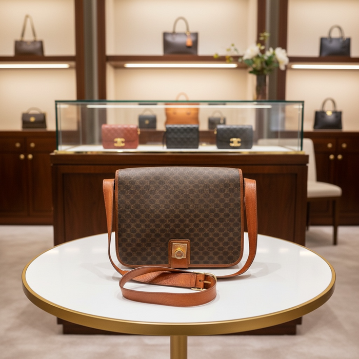 Celine Vintage Triomphe Messenger Bag Brown | Luxe Indulgence