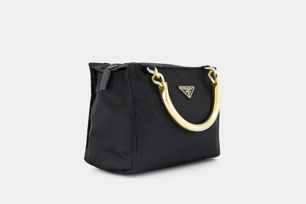 Prada Tessuto Metallo tote bag- Black