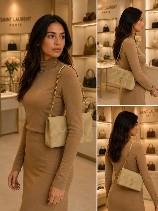 YSL Jamie Beige Suede & Leather Bag | Luxe Indulgence