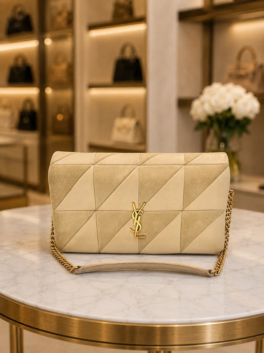 YSL Jamie Beige Suede & Leather Bag | Luxe Indulgence
