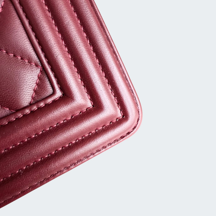 Chanel Boy medium quilted lambskin GHW-  Burgundy
