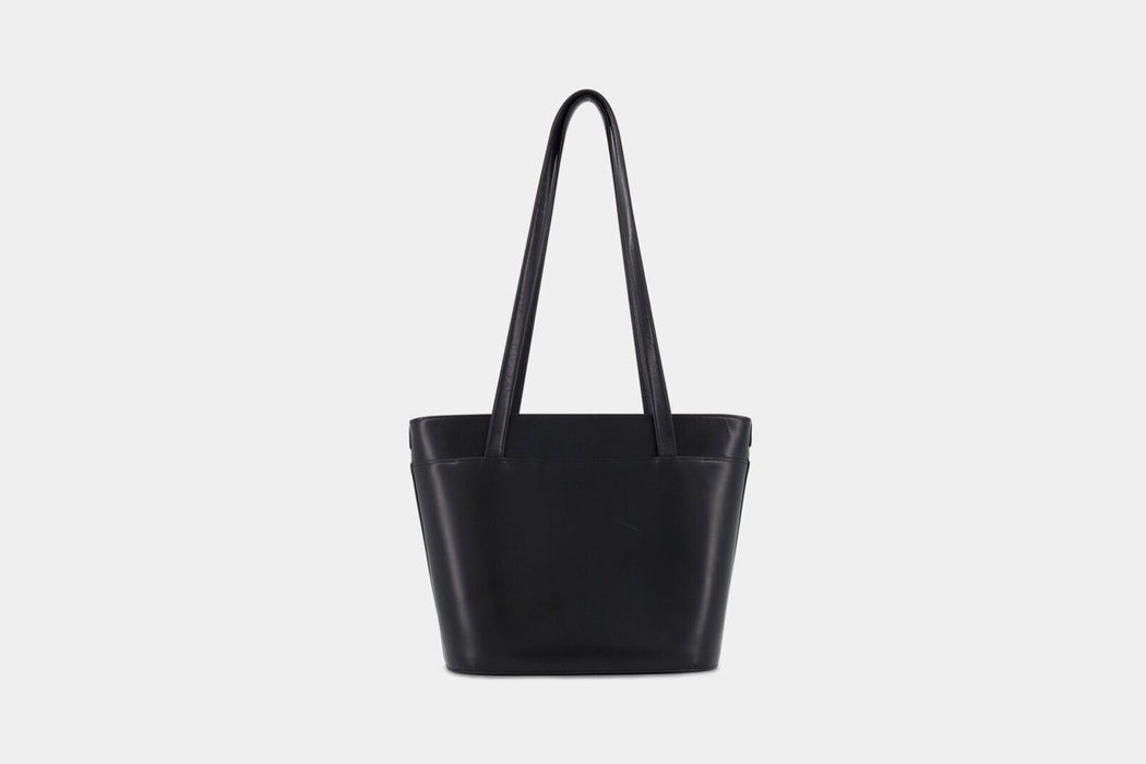 Burberry Classic Check Leather Tote - Black