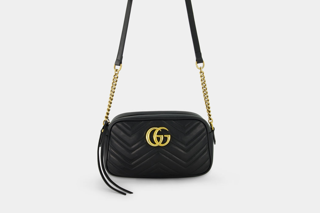Gucci GG Marmont Two-Way Leather Camera Bag - Black