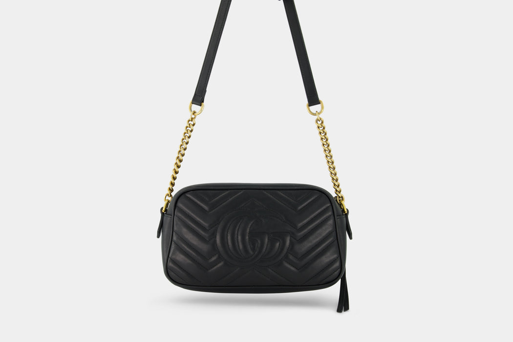 Gucci GG Marmont Two-Way Leather Camera Bag - Black