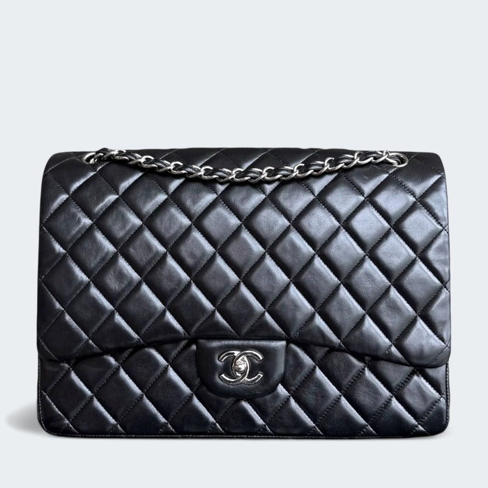 Chanel Classic maxi single flap  lambskin SHW- Black